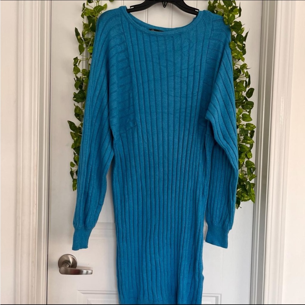 Blue Knitted Sweater Dress